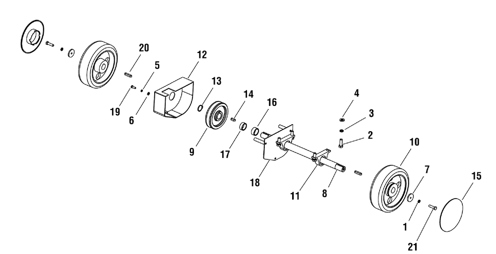 Rear Wheel Group (80003335) Diagram and Parts List for 866057-EX20-S  Briggs and Stratton Saw
